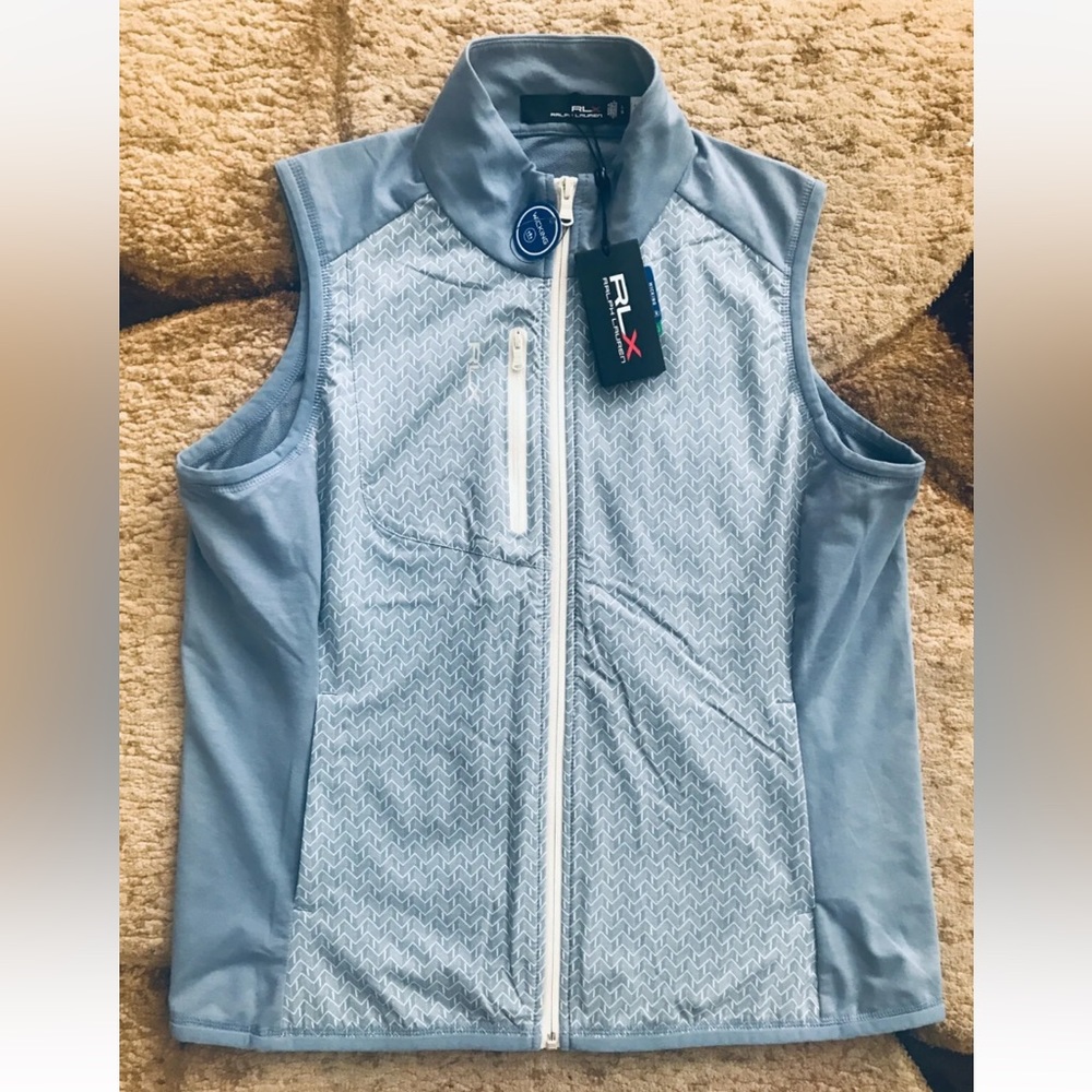 NWT! RLX Ralph Lauren Golf Techy Full Zip Solid Outwear Vest Blue - Size S